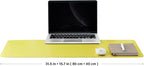 Leather Desk Mat - Non-Slip PU Desk Pad for Office and Home - Desk Organization and Accessories - Ideal for Large Mouse Pad and Desk Mats on Top of Desks (Lemon Yellow,31.5"x 15.7")