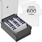 Acrimet 3 x 5 Card File Holder Organizer Box Metal Base Heavy Duty (AZ Index Cards and Divider Included) (Gray Color with Clear Crystal Plastic Lid Cover)