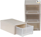 Xyskin 4-Pack 12 Quart Plastic Compact Stacking Drawer Unit, Stackable Desktop Storage Drawer Box