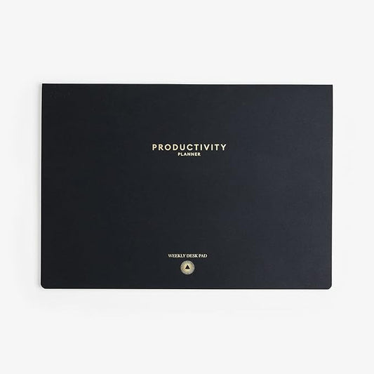 Intelligent Change - Weekly Desk Pad, 1-Year Productivity Planner, Tear-Out Deskpad for to-Do List, Productivity Tools for Time Management and Mindfulness, A4 Size, Black