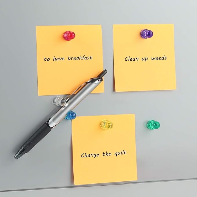 MHDMAG Magnetic Push Pins Powerful Push Pin Magnets for Fridge Whiteboards Calendars Maps in School & Office Pack of 60,Yellow