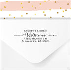 PrettySweetParty Self Inking Return Address Stamp - Custom 4 Line Personalized Address Stamp for Envelopes, Wedding Invitations, Business, Mailing Labels (Williams Curly Tails)