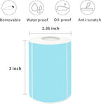 2×3 Inch Blue Removable Thermal Labels,Self-Adhesive Square Direct Thermal Labels,300 Sheets per Roll with Perforated Lines