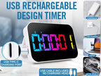Kitchen Digital RGB Timer, Count Down Up, Rechargeable, Vibration Mode Adjustable Volume and Brightness LED Display, Time Management Cook, Desk, Kids Adults Study Teaching, Kitchen Gadgets