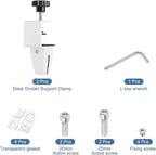 PATIKIL 2 Pcs 1/8" to 1/2" Adjustable Desk Divider Partition Clips, Aluminum Sneeze Guard Support Clamps Desktop Divider Clips for Offices Stores, Counter Privacy Panel,White