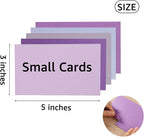 50 Sheets Small Colored Cardstock Paper 5 Colors Blank Flash Cards, 250 GSM Heavy Card Stock for DIY Art Projects, Cards (Purple, 3x5)