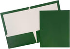 JAM PAPER Laminated Two Pocket Glossy School Folders - Letter Size - High Gloss Green - Bulk 25/Pack
