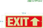 iSYFIX Exit Signs with Directional Up Arrow, Glow in the Dark, Photoluminescent Aluminum 12x4 Inch - 6 Pack, Laminated for UV & Weather Resistance, Ideal for Offices, Schools, Theaters & More