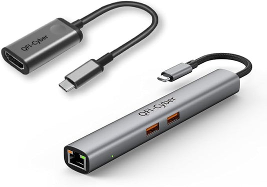 6-in-1 USB-C Hub Bundle with Portable USB-C to HDMI Adapter (4K)