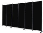 CHOSENM Room Divider, 6 Panel Folding Privacy Screens with Wider Support Feet, 6 Ft Portable Room Partition for Room Separator, 132" W X 71" H, Black
