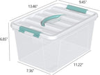 Loiycg 6 Pack Plastic Latching Box with Handle, 12 Quart Clear Lidded Storage Bin
