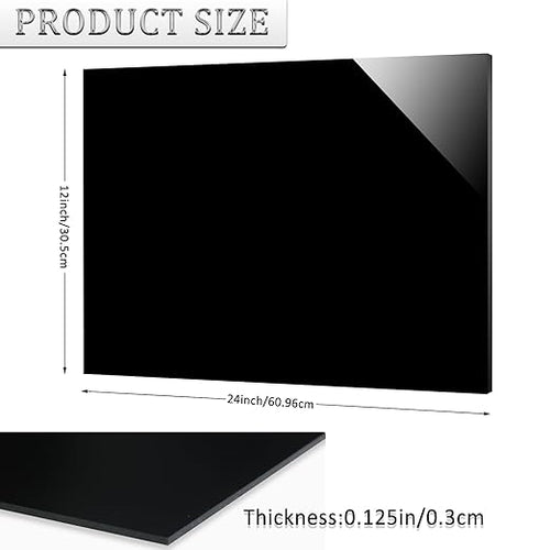 2 Pieces Black Acrylic Sheet, 18 x 24 Inch 1/8 Inch Thick, Black Cast Plexiglass Sheets for DIY Display, Handcraft, Home Decor, Painting, Display Stand, Photo Frame, Easy to Cut