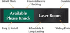 SmartSign Laser Room Available/Do Not Enter Please Knock Slider Sign, 2.25" x 10", 60 mil Plastic Plate in Aluminum Frame with Adhesive Backing, Privacy Indicator, Red/Green/Black, USA-Made