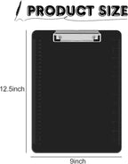 HERKKA 15 Pack Plastic Clipboards - Black, Low Profile A4 Letter Size, 12.5 x 9 Inch