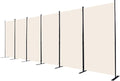 CHOSENM Room Divider, 6 Panel Folding Privacy Screens with Wider Support Feet, 6 Ft Portable Room Partition for Room Separator, 204" W X 71" H, Beige