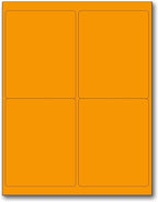 8-1/2 x 11" Neon Color High Light Fluorescent Labels for Laser & Inkjet Printer (Orange Fluorescent, 4 x 5" - 4 Per Page | 100 Labels)