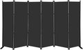 MAYOLIAH 6 Panel Folding Privacy Screen 9ft Wide, 6ft Tall Partition Room Divider Portable Office Walls Dividers, Black
