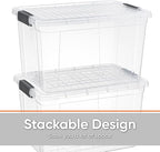 Superio Storage Bins with Lids, Clear Plastic Containers for Organizing, Stackable Totes, BPA Free, Odor Free, Organizer Boxes for Home, and Dorm (2 Pack, 14.25 Qt)