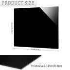 2 Pieces Black Acrylic Sheet, 16 x 20 Inch 1/8 Inch Thick, Black Cast Plexiglass Sheets for DIY Display, Handcraft, Home Decor, Painting, Display Stand, Photo Frame, Easy to Cut