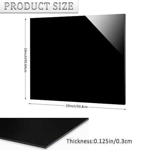 2 Pieces Black Acrylic Sheet, 16 x 20 Inch 1/8 Inch Thick, Black Cast Plexiglass Sheets for DIY Display, Handcraft, Home Decor, Painting, Display Stand, Photo Frame, Easy to Cut