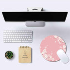 IMAYONDIA Cute Pink Mouse Pad, Floral Flowers Mouse Pad, Sakura Cherry Blossom Round Mousepad, Aesthetic Desk Decor, Anti Slip Rubber Base Mice pad for Computer Office Girl, 7.9 x 7.9 Inch