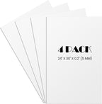 Elcoho 4 Pack White Foam Board, 24 x 36 Inch Acid-Free Foam Core Board, 5mm Thick Double Sided White Poster Boards for Presentation Art Display Office School Projects Crafting Sign Making