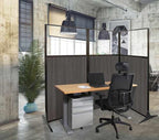 Versare Workstation Partition | Portable Wall Divider | Modern Office Cubicle | Free Standing Privacy Screen | Flexible Work Space | 33" x 70" Urban Oak Wood Grain Panels No Window