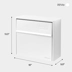 Wall Mount Mailbox - Small, Anti-Theft Locking Mailbox, Weatherproof Mailboxes for Outside The House, 13.5" H x 15" L x 5.5" D (White)