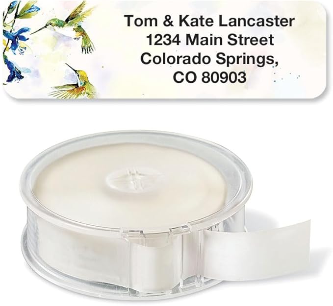 Colorful Images Fluttering Hummingbirds Rolled Personalized Return Address Mailing Labels with Dispenser, Customize with Name & Shipping Address, 250 ¾” x 2½ Self Adhesive, Easy Peel Label Roll