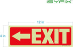 iSYFIX Exit Stickers Signs with Directional Left Arrow 12 Pack 12x4 Inch - Glow in the Dark Photoluminescent Vinyl for Office, School, Business, Warehouse - UV & Weather Resistant for Indoor/Outdoor Use