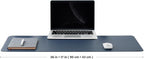 Leather Desk Mat - Non-Slip PU Desk Pad for Office and Home - Desk Organization and Accessories - Ideal for Large Mouse Pad and Desk Mats on Top of Desks (Dark Blue,36"x 17")