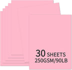 30 Sheets Pink Cardstock 8.5'' x 11'', 250gsm/90lb Heavyweight Cover Cardstock Paper, Thick and Smooth Card Stock Perfect for Invitations, Menus, DIY Cards, Arts and Crafts