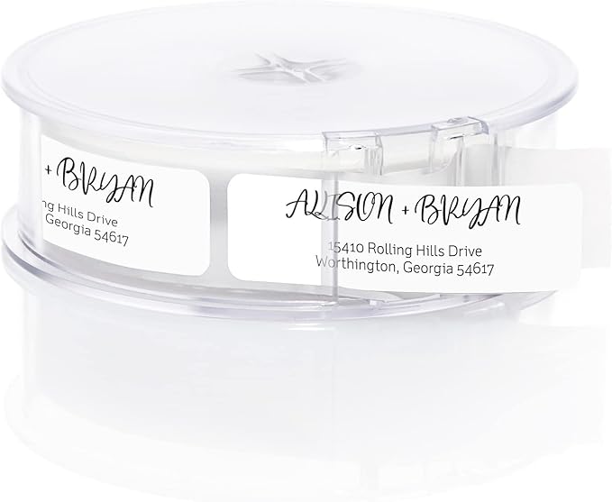Black and White Cursive Rolled Address Labels / 250 Personalized Return Address Labels/Designer Address Stickers in Elegant Plastic Dispenser