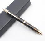JINHAO 20 Press Fountain Pen, Retractable Capless Resin Pen with Ink Converter (F Nib 0.5mm, Transparent Black - Gold Clip)