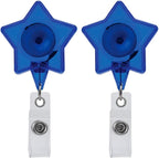 Will Well Badge Holders with Belt Clips for Securing onto Pockets and Purse Straps, with Retractable 27.5" UHMWPE Fiber Pull Cords, Strong Build with Fun Designs - 2-Pack, Star Shape