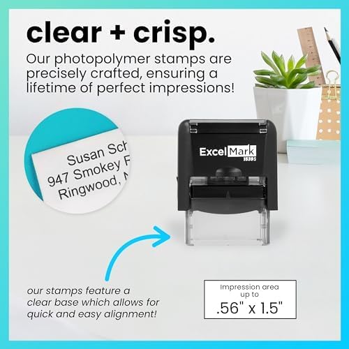 ExcelMark Custom Rubber Stamp – Clean & Easy Stamping – Personalized Self-Inking Stamp (Small)