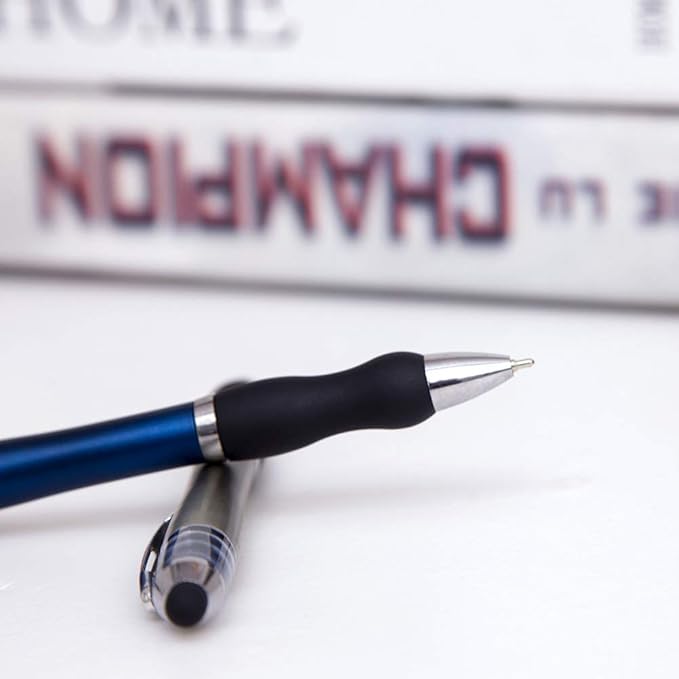 Stylus Pens for Touch Screens Medium Point Pens with Crystals for Women and Kids Black Ink Pen with Stylus Ballpoint Pens with Comfort Grip for The iPad, 5-Pack