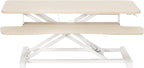 VIVO 36 inch Desk Converter, K Series, Height Adjustable Sit to Stand Riser, Dual Monitor and Laptop Workstation with Wide Keyboard Tray, Light Wood Top, White Frame, DESK-V036KF