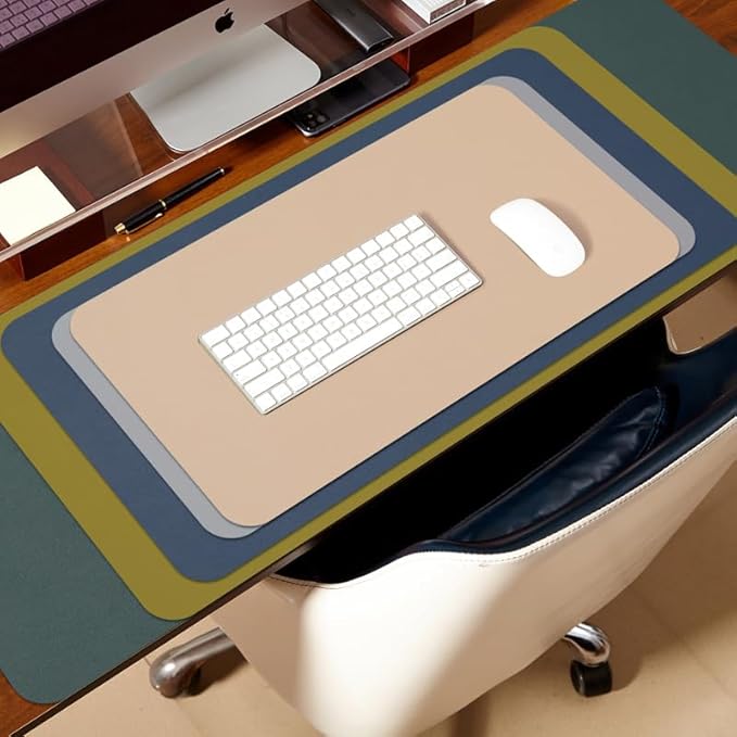 Leather Desk Mat - Non-Slip PU Pad for Office and Home - Organization Accessory - Ideal for Mouse Pad and Desk Mat (Apricot, 36" x 17")