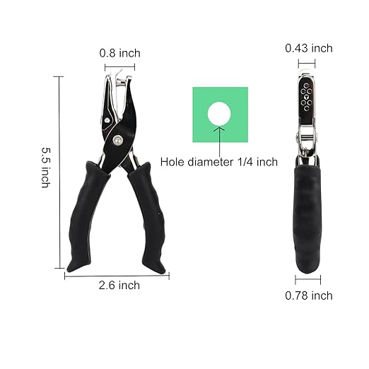 1/4” Circle Shaped Hole Puncher,Handheld Single Hole Punch with Black Soft Grip Handle,One Hole Paper Punch for Paper Crafts Tag in Home, Office, Classroom.