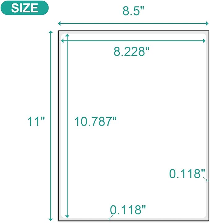 MFLABEL Full Sheet Matte White Labels - 8.5 x 11 Inch for Laser & Inkjet Printers (200 Sheets / 6000 Labels) - Includes Address & Fragile Stickers, Smudge-Proof & Quick Peel