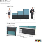Workstation Wall Partition | Cubicle Workstation | Privacy Office Divider with Glass | U Shape Single Cubicle | Emerald Collection | 5x5x65 H | Slate Fabric