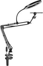 Overhead Camera Mount and Phone Holder with 10” Ring Light Adjustable Desk Tripod Stand Compatible with Logitech Webcam for YouTube, Live Streaming, TikTok, Cooking, Nail Video & Zoom Meetings