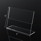 NIUBEE Slanted Back Acrylic Sign Holder 7 x 5 Inches, Clear Plastic Sign Holder Paper Display Table Stand for Office, Store, Restaurant -Horizontal (6 Pack)