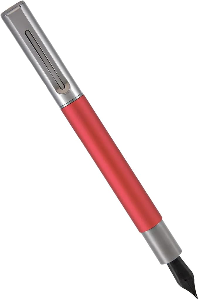 Monteverde USA Ritma Fountain Pen in Red – Omniflex Nib, Flexible JoWo Stainless Steel, Refillable Ink Cartridge/Converter – Ideal for Calligraphy & Artistic Expression