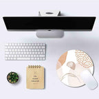 IMAYONDIA Round Abstract Mouse Pad, Pink Beige Gold MousePad Small, Circular Luxury Mouse Pad for Wireless Mouse, Non-Slip Rubber Base Mousepad for Laptop Computer Travel Women Kids,Pastel Cute Design