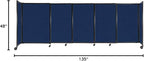 Versare Straightwall Sliding Portable Wall Partition | Freestanding Office Dividers | Locking Wheels | Temporary Room Separator | 11'3'' Wide x 4' Tall Navy Blue Fabric Panels