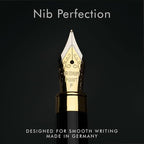Wordsworth & Black Fountain Pen Set, Luxury Bamboo Wood - Fine Nib, Gift Case; Includes 6 Ink Cartridges, Ink Refill Converter -Journaling, Calligraphy; Drawing, Smooth Writing [Black Wood]