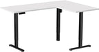 VIVO Electric Corner 63 x 55 inch L-Shaped Standing Desk, Memory Height Adjustment, White Top Black Frame, DESK-E3CTBW