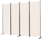 CHOSENM Room Divider, 4 Panel Folding Privacy Screens with Wider Support Feet, 6 Ft Portable Room Partition for Room Separator, 88" W X 71" H, Beige